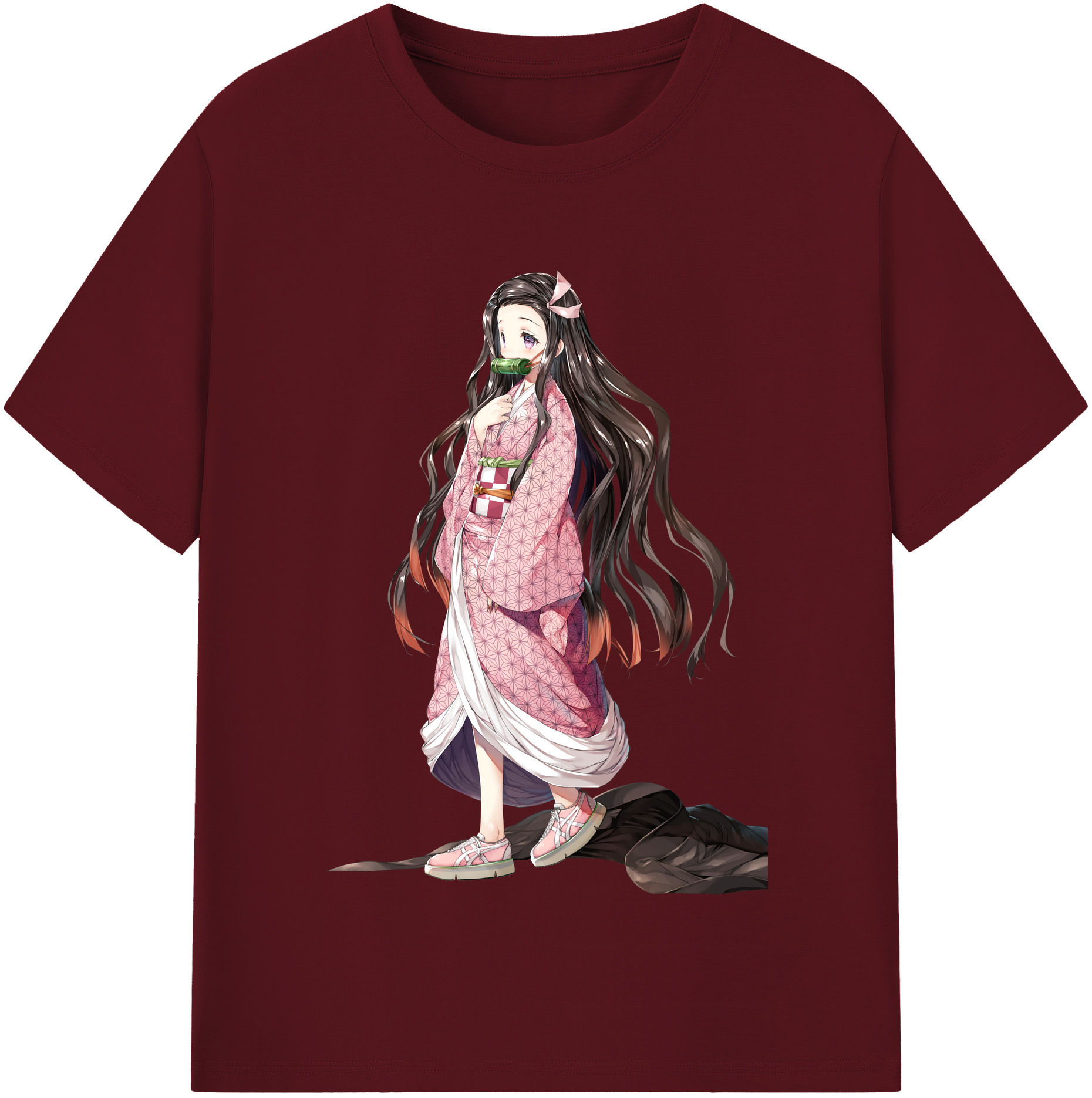 （画像用） 鬼滅の刃（きめつのやいば）竈門 禰󠄀豆子／かまど ねずこ Kamado Nezuko 綿100％半袖Tシャツ（フロントプリント）